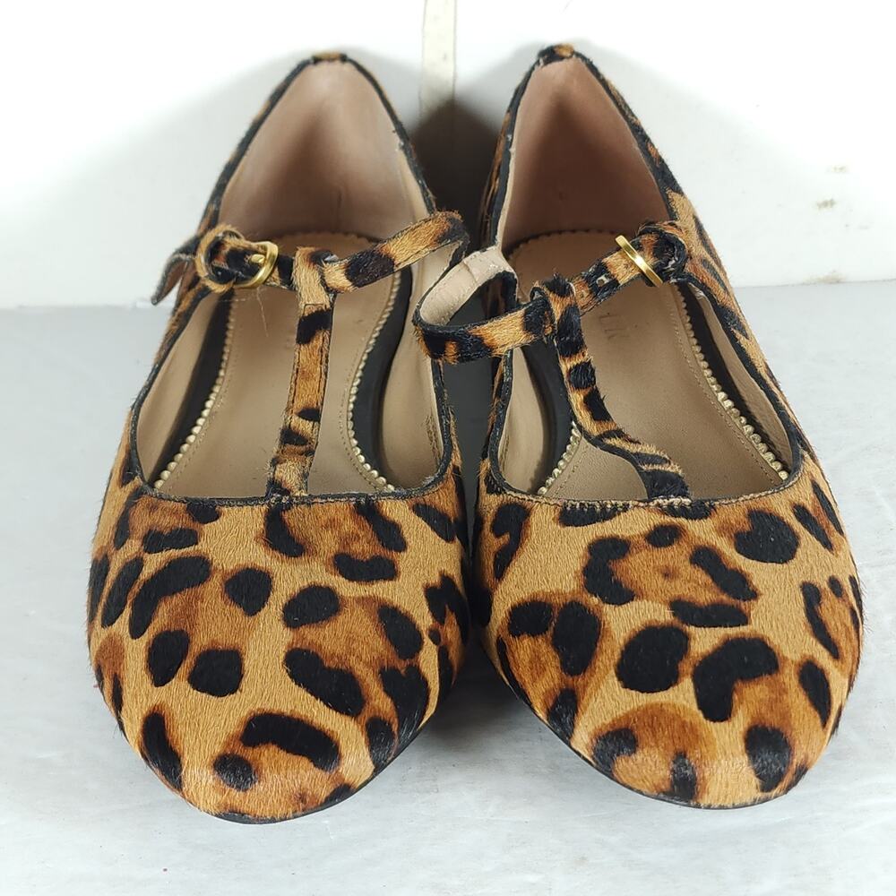 Boden Women's US8 Cowhide Hair Leopard print T Bar Pointed Toe Mary-jane Flats - Picture 5 of 15